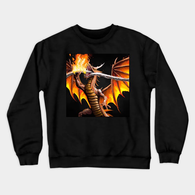 Fire breathing dragon Crewneck Sweatshirt by E.D. Creations